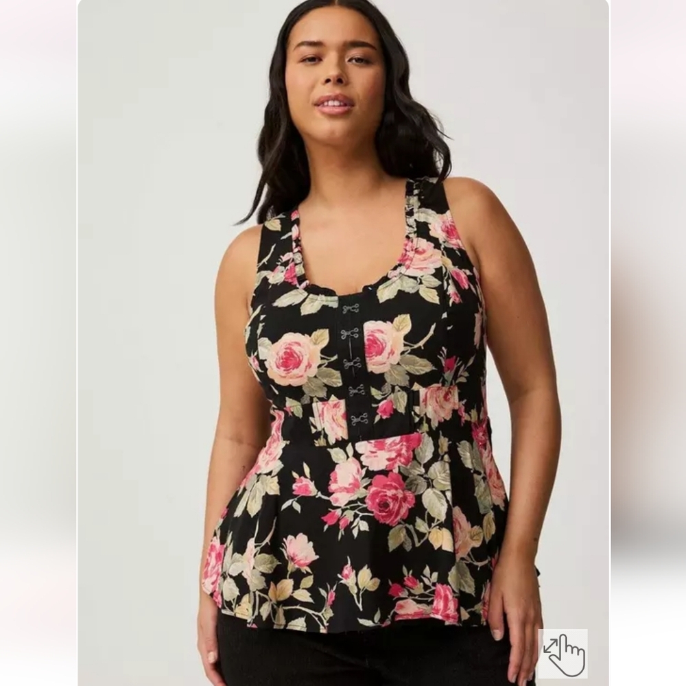 Torrid Babydoll Challis Floral Blouse Nwt 0x